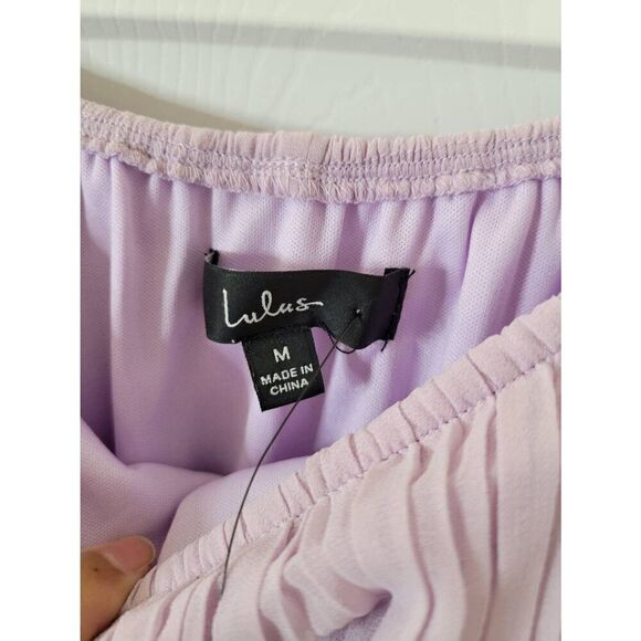 Lulus Gala Ready Lavender Off-the-Shoulder Ruffle Midi Dress M NWT - Picture 6 of 9